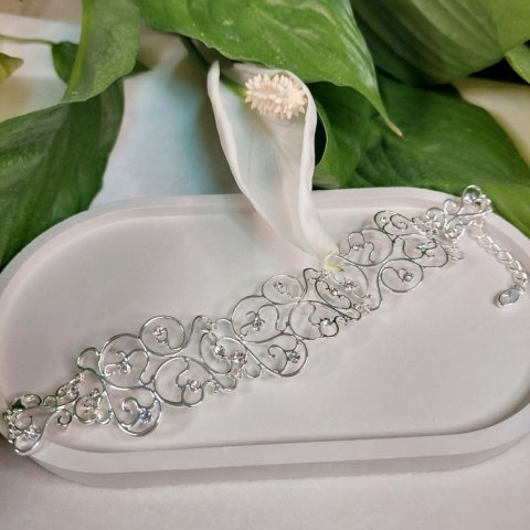 Bransoletka ażurowa z kryształkami z kolekcji Wedding Dream (B8144AG) Bransoletka ażurowa z kryształkami z kolekcji Wedding Dream (B8144AG)