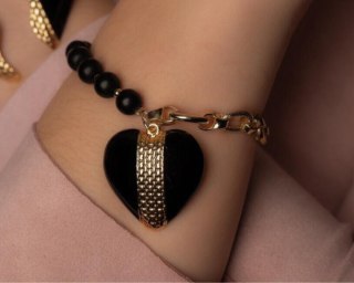 Bransoletka z onyksów z sercem z kolekcji Heart Harmony